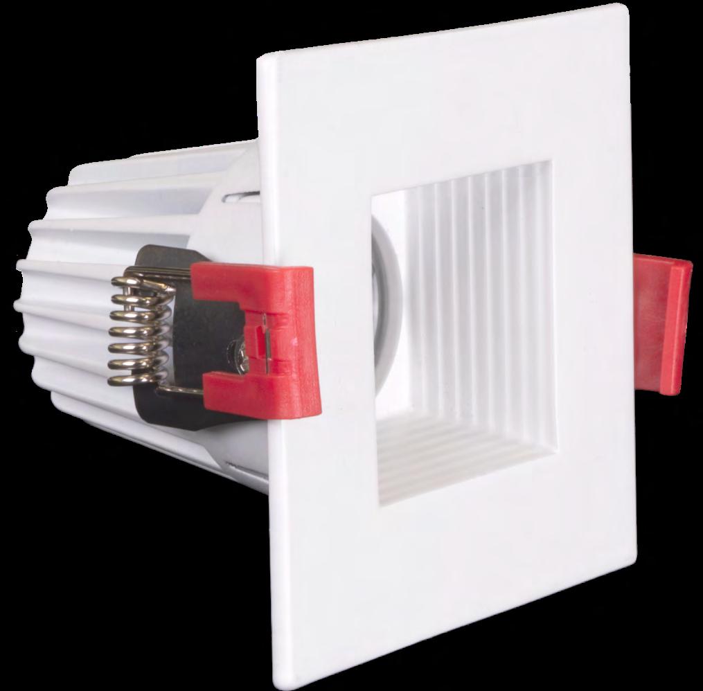 The DRD2 and DQD2 fixture uses plenum-rated cable connector to link the downlight module to the remote driver box and then pops into place with its