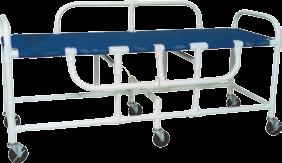 Side Safety railings are secured w/user friendly locking pins (not friction) Drop side railings allow barrier free transferring 6 heavy duty threaded casters Middle set provides easy