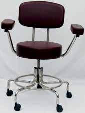 Doctor Stools MRI Room Accessories Stools 4 Padded Seat Burgundy Naugahyde Upholstery Stainless Steel Construction 5 Leg Design for Maximum Stability Padded Armrests (on selected models)