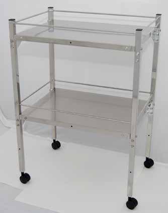 Warranty: 5 Years on Frame 1 Year on Moving Parts TA-5001 18 x 24 TA-5003 18 x 36 TA-5004 24 x 36 TA-5005 24 x 48 TA-5006 24 x 72 Tables/Carts with Two Shelves and Rails Specifications: Constructed