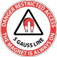 White / Red / Black MT-1923 Zone Floor Sticker 8 Round Danger Restricted Access Gauss Line Sticker 8 Diameter