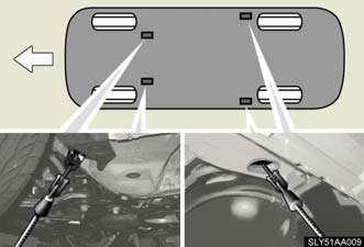 NOTE: Lexus states that the four tiedown slots in the frame can be used to secure the vehicle. Slots are provided in the frame to take either T or mini-j type hooks (Figure 6).
