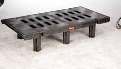 9 l x 11.75 w x 10.25 h N/A 38.0 lb 126.7 cm x 29.8 cm x 26 cm N/A 17.2 kg 8 x 2 TPR 1 Caster Type Dunnage Racks Perfect for storing frozen, cold, or dry goods off of the floor.