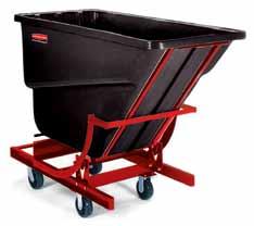 positioned on heavy-duty metal frame n Resists rusting, denting, and pitting that can affect metal hoppers n Mobile models use four 6" polyolefin casters n Optional lid available for FG106400 and