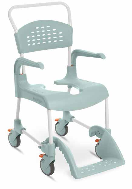 Easy to fit and manouevre Etac Clean is extremely easy to operate, thanks to the width of the push handle. The clever design can be seen throughout the entire chair.