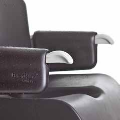 The contoured seat offers comfortable support for the thighs and envelops the user for