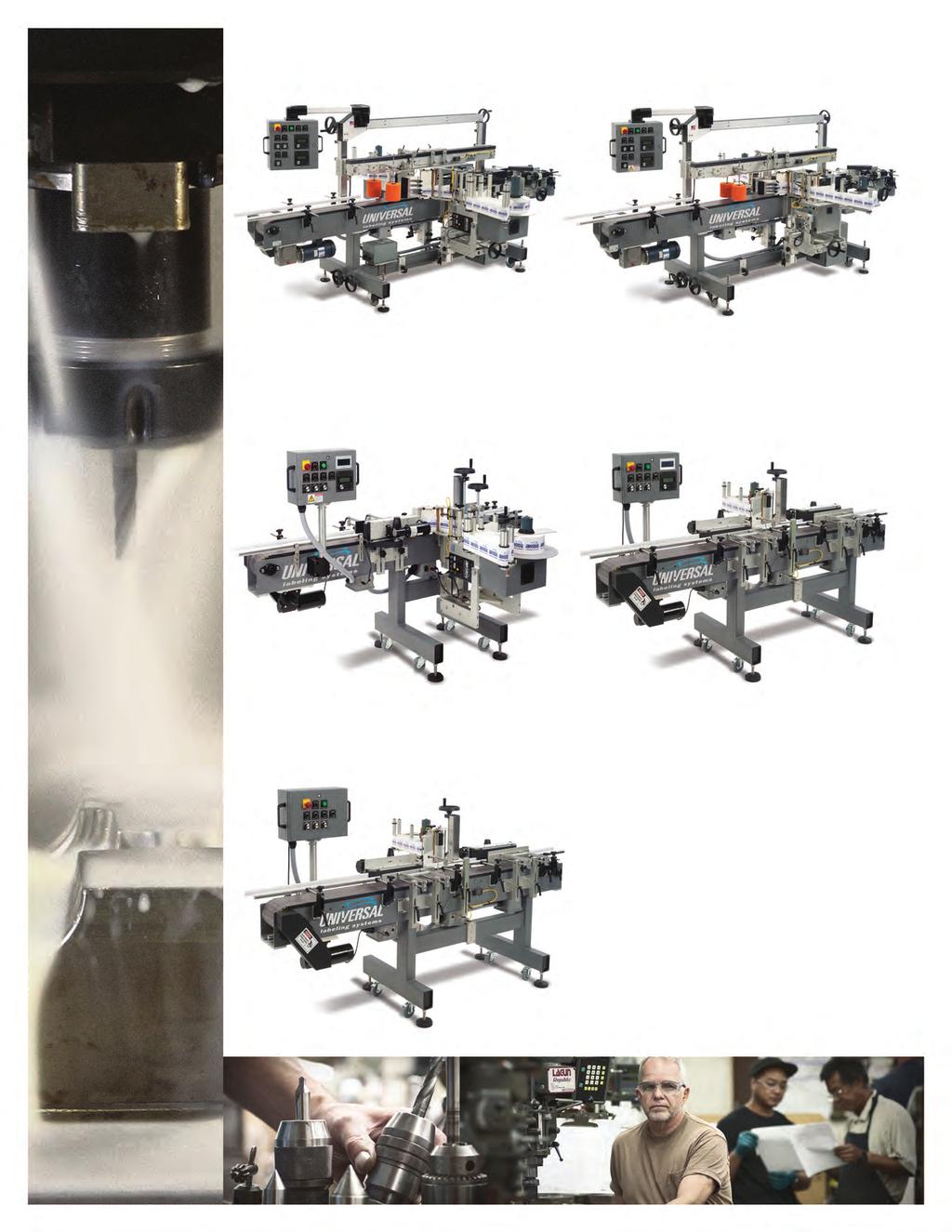 INLINE LABELING SYSTEMS CP2000 Contract Packager Front/Back and Easy, rapid changeover Servo synchronous overhead hold down Servo synchronous product positioning Two SL2000 stepper driven label