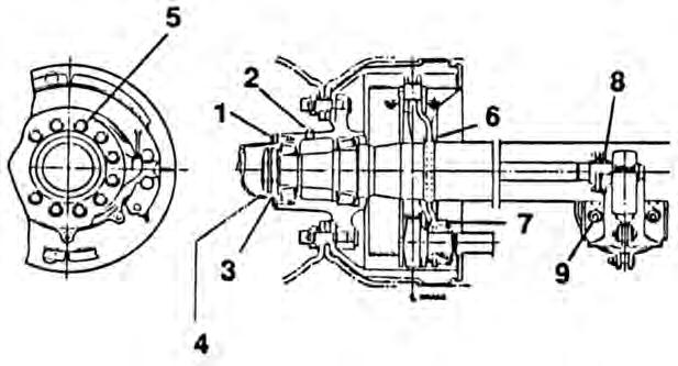 5.1.3 SERVICING INTERVALS (cont'd) 4. Check wheel hub oil levels. Schematic Fig.