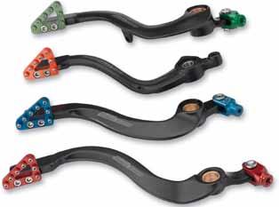 are connected with stainless steel socket screws The brake pedal arm is anodized in a matte black finish and the tips are anodized in colors per bike brand Brake pedals include a CNC brake clevis,