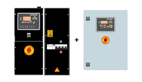 CONTROL PANEL MODEL AS5 + CC2 Automatic panel WITH transfer switch and with mains control.