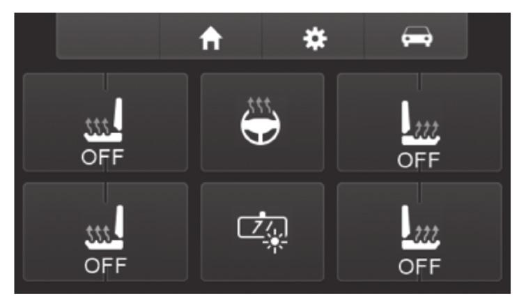 factory radio panel are now placed: ESC/PARK-SENSE/STOP-START* The upper right tab with a gear icon will take you to the Configuration Settings screen.