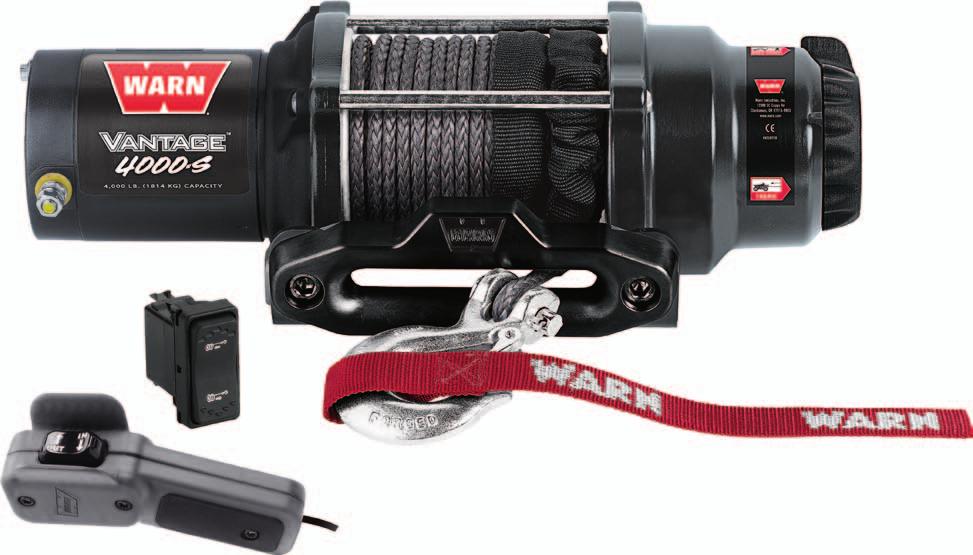 Vantage 4000 comes with 55 of 7/32 wire rope (the longest in the lineup) and a roller fairlead Vantage 4000-S comes with 50 of 7/32 synthetic rope and black powder-coated hawse fairlead Fully sealed