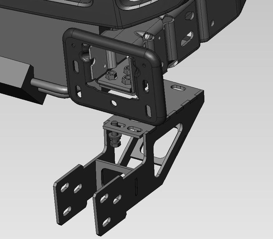 B) Align mounting weldment with mount plate and frame.