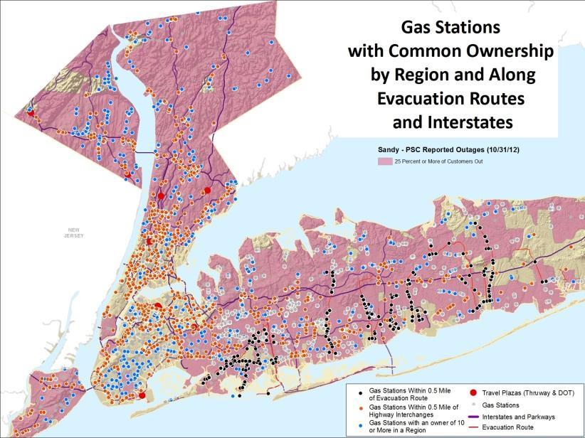 Map 2: Gas stations in areas where at least 25 percent of customers lost power The resulting fuel shortage had a dramatic impact on the recovery effort and took a heavy toll on the region s economy.
