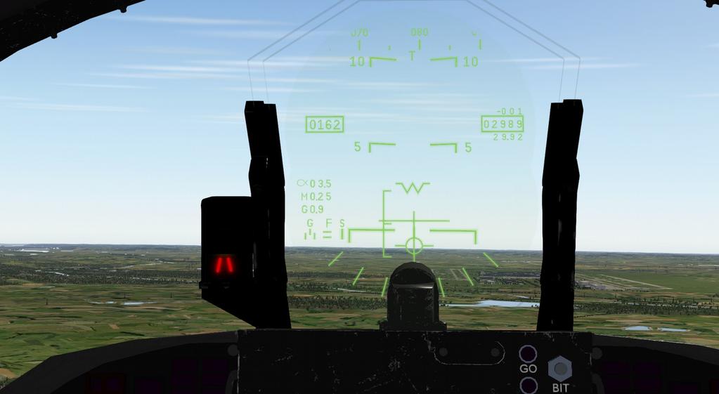 Head up display To see collimation effect move forward or back in the cockpit (Switch to 3D view shift+9 and use use.