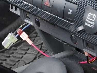 Connect the RED wire from the power harness to the wire tap as shown. (Figure 13) b. Tuck all wiring away and Reconnect the driver side Auxiliary Power Outlet plug. 20.
