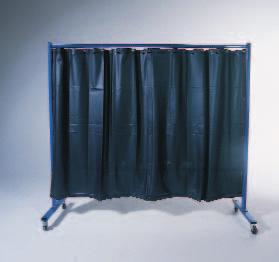 Mobile protection screens 1-panel mobile protective screen with curtain Circular steel tube construction, with blue epoxy-powder coating.