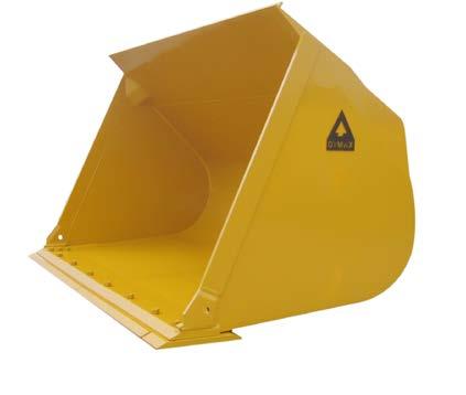 Dymax Heavy Duty General Purpose Buckets are suited for machines with higher breakout forces and are designed to match individual loader characteristics, typically yielding additional capacity and