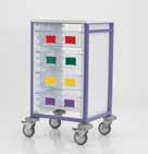 MH1103-0040 shown LOW LEVEL EURO SINGLE - 668 x 405 x 850mm MH1106-0000 Trolley without trays MH1106-0040 4 x 100mm trays MH1106-0031 3 x 100mm