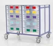 DOUBLE - 911 x 405 x 850mm MH1203-0000 Trolley without trays MH1203-0080 8 x 100mm trays MH1203-0062 6 x 100mm trays 2 x 200mm trays MH1203-0024