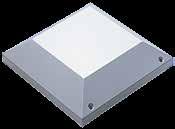 Vent housing and raised cover are 14 gauge steel finished with RAL 7035 textured light-gray polyester powder paint.