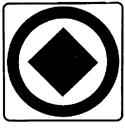 60 x 60 cm DANGEROUS GOODS ROUTE SIGN (Regulatory) This sign indicates that vehicles transporting dangerous goods as defined in the Transport of Dangerous Goods Act are permitted to travel along a