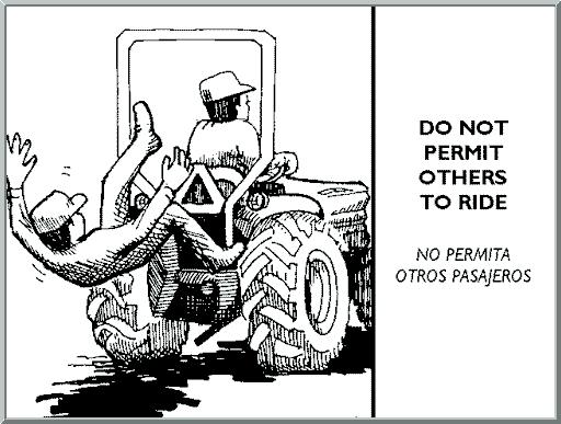Unless a seat is specifically designed for an additional person, never permit anyone to ride. HITCH ONLY TO THE DRAWBAR AND HITCH POINTS Tractors are designed to tow loads from the rear hitch only.