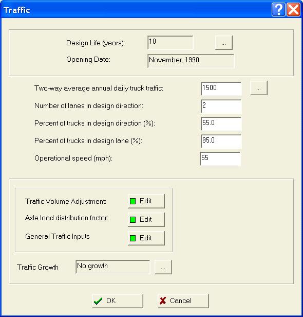 Figure 3.2 Screen for General Traffic Input Variables 3.4.