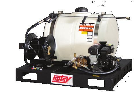 The UTV Buddy fits most utility vehicles and pick-up trucks, and is driven by a Subaru engine and features a reliable direct-drive triplex pump, 100 Hotsy hose reel and is ETL safety certified.