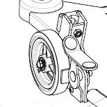 Brake function NOTE! The raising ladder must be removed. Check to ensure that the fixed wheels roll easily and that the wheels are mounted flush with the base plate.