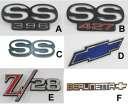 BODY & CHASSIS (cont d) Rear Panel Emblem includes retainers & fasteners 1969 Camaro SS 396 (pic A) 03-035X $78.56 ea. 1969 Camaro SS 427 (pic B) 03-036X $78.56 ea. 1969 Camaro SS (pic C) 03-037X $39.