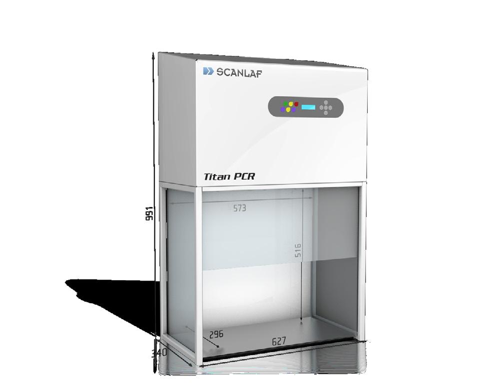 Additional features of the Titan-PCR includes UV light control with timer and delay function White light with > lux illumination Front closing screen with interlock, protects