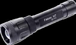 2018 MICROFIRE PRODUCTS 7 Mid-range Tactical Flashlight ( H8) 800 m 56 hr 160,000 cd Ideal for: Army Falcon H8 is the hand-held version of Falcon G8, with a slightly different