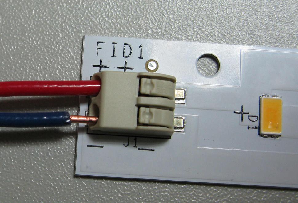 Refer to WIRING DIAGRAM and connect driver wires to Light Engine Sticks. Push each wire into connector until wire locks in.