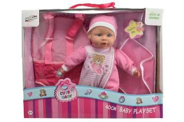 x D7cm TY1739 PACK 8 16" VINYL BABY DOLL WITH BACKPACK IN