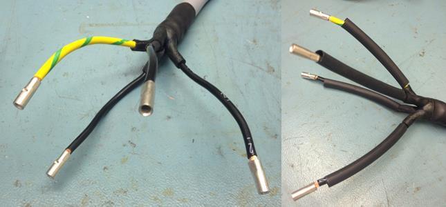 11. On one end of the cable install a butt-splice and a piece of heat shrink on each of the wires after