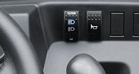 HANDY HORN BUTTON PRO Series style headlamp and horn switches are positioned just to
