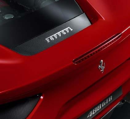 488 GTB CARBON FIBRE REAR AERODYNAMIC DUCT The use of a composite material like carbon fibre maintains the aesthetic appeal of the vehicle and also guarantees a reduction in the component s weight.