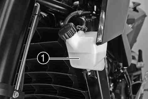 COOLING SYSTEM 125 14.3Checking the coolant level Warning Danger of scalding During motorcycle operation, the coolant gets very hot and is under pressure.