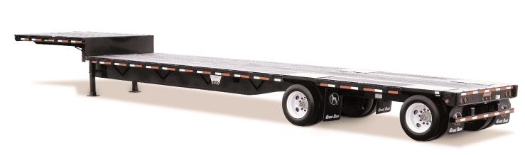 MODEL GPD DESIGNED FOR HEAVY-DUTY HAULING WHERE LOW DECK HEIGHTS ARE REQUIRED, GREAT DANE DROP FRAME PLATFORM TRAILERS ARE STRONG EXAMPLES OF QUALITY WORKMANSHIP AND INNOVATIVE DESIGNS.