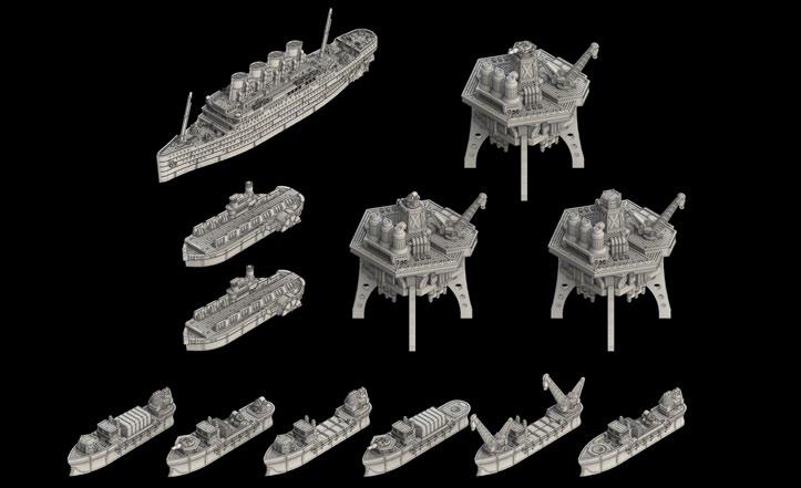 OCTOBER 2013 RELEASE PRUSSIAN DYSTOPIAN EMPIRE WARS DWEX11 DWPE42 - Merchant - Raiding Navy Flotilla Convoy Fleet BOXED SET CONTENTS Highly detailed resin and pewter models.