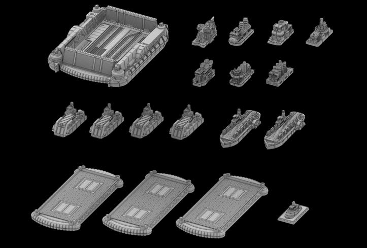 OCTOBER 2013 RELEASE PRUSSIAN DYSTOPIAN EMPIRE WARS DWEX12 DWPE42 - Amphibious - Raiding Landing Flotilla Set X10 A5 Full Colour Booklet Included BOXED SET CONTENTS Highly detailed resin and pewter