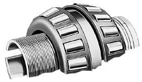 The adapter nut at the large end of the taper can be used to remove the bearing from the shaft DUPLEX TAPERED ROLLER BEARING Uses case hardened