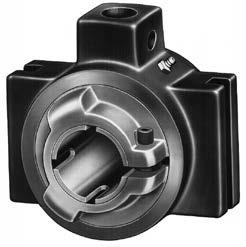 The Type C mounted bearing has indirect mounted tapered roller bearings press fitted on a common sleeve with the outer race shouldered against a rib in the housing.