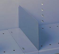 Full eight Dividers attach to shelves to create bins in the shelving unit.