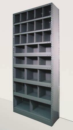 Industrial Clip Shelving Bin Unit 85" igh with Shelves 10 Shelves 9 Openings 8 Shelves 14 Openings 9 Shelves 29 Openings D Capacity 36" 12" DP1813 DP1816 DP1097 DP1100 DP1145 DP1148 36" 18" 850#