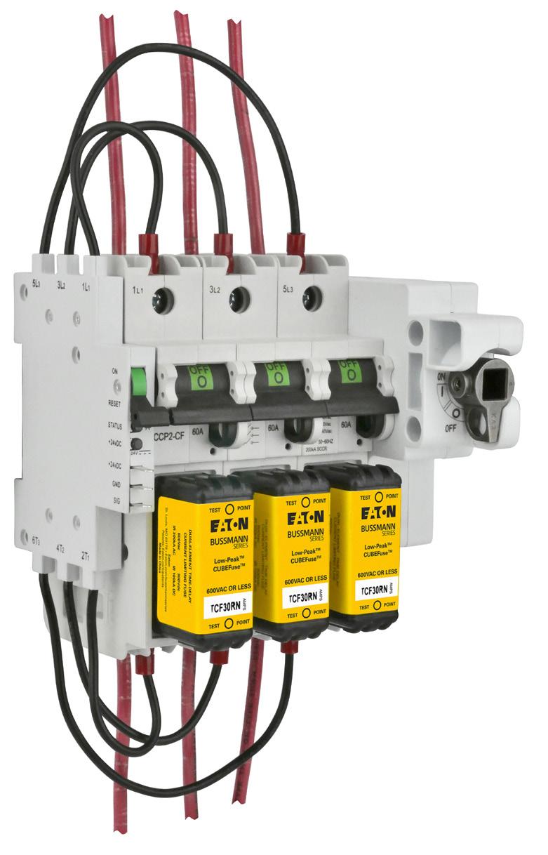 remote open fuse indication by signaling a PLC and open a contactor to de-energize all phases, if required Additional open fuse indication can be provided by the time-delay CUBEFuse (6 to 100 A) IP0