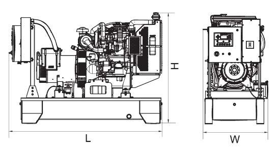 WEIGHT AND DIMENSIONS SKID MOUNTED GENERATOR DIMENSIONS (LxWxH) In 106 x 31 x 76 DRY WEIGHT Lbs 3606 SOUND ATTENUATED