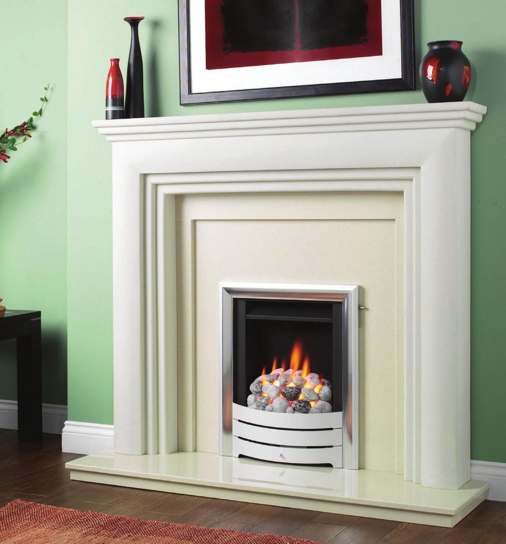However when fitted with a modular coal or pebble fuel bed, the appearance is of a full depth fire.