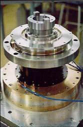 Figure 3. The central air bearing; photograph of the castored pulley bearing. over the angular position of bearing operation and at an air supply pressure ranging from 280 kpa to 480 kpa.